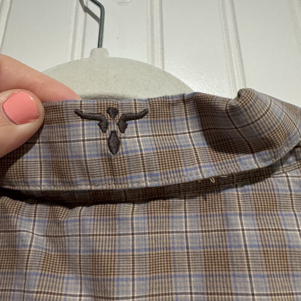 Wrangler 20x Competition Plaid Shirt Advanced Comfort Brown Blue Mens XXL - Picture 6 of 6